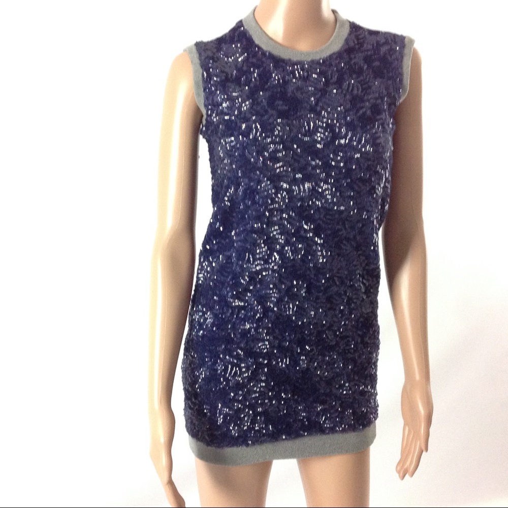 Miss Blumarine Jeans Sequined Dress Size 10 Blue
